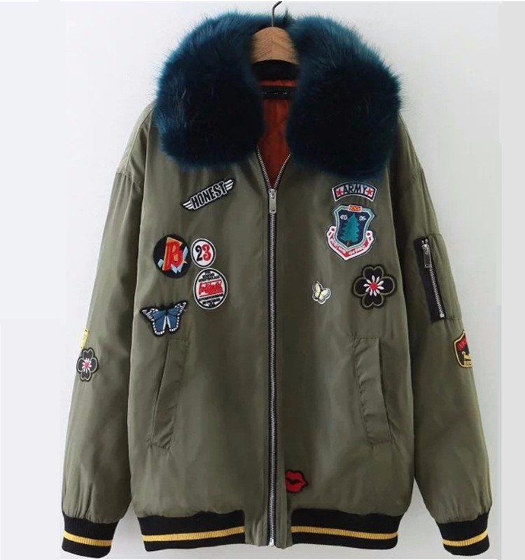 Heyouthoney-Military-Army-green-embroidered-bomber-jacket-Fake-fur-Collar-cotton-patch-femme-spring--32779709967