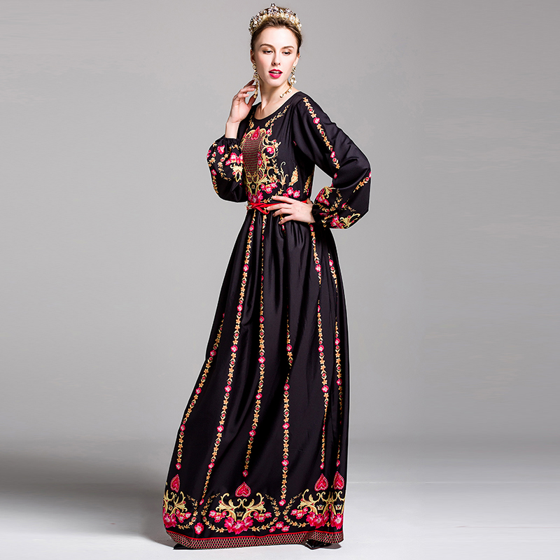 High-Quality-New-2017-Fashion-Runway-Maxi-Dress-Women39s-elegant-Puff-Sleeve-Floral-Print-Retro-Vint-32792511700