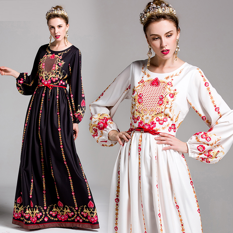 High-Quality-New-2017-Fashion-Runway-Maxi-Dress-Women39s-elegant-Puff-Sleeve-Floral-Print-Retro-Vint-32792511700