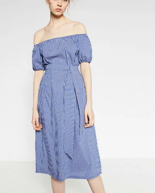 High-Quality-Vintage-Lady-Striped-Print-Short-Sleeve-Dress-New-Fashion-Elegant-off-shoulder-Slash-Ne-32660360363