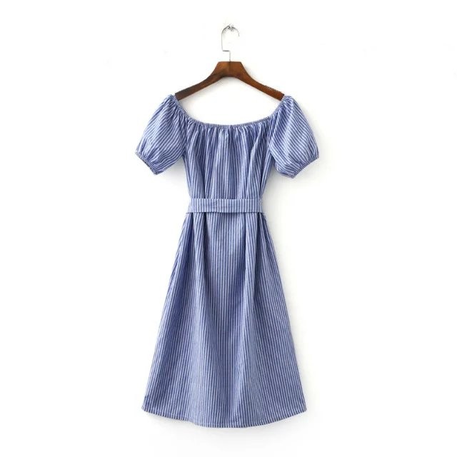High-Quality-Vintage-Lady-Striped-Print-Short-Sleeve-Dress-New-Fashion-Elegant-off-shoulder-Slash-Ne-32660360363