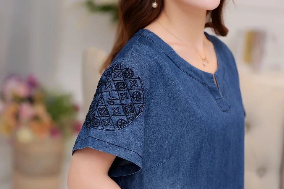 High-quality-Plus-size-women-Short-sleeves-Mandarin-Collar-dress-2017-new-fashion-summer-casual-eleg-32793144160