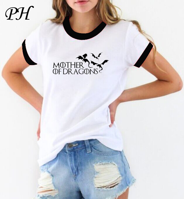 Hot-2016-T-shirt-Women-Game-of-Thrones-Ringer-Tee-Shirt-Femme-Mother-of-Dragons-T-Shirt-Female--Shor-32664166480