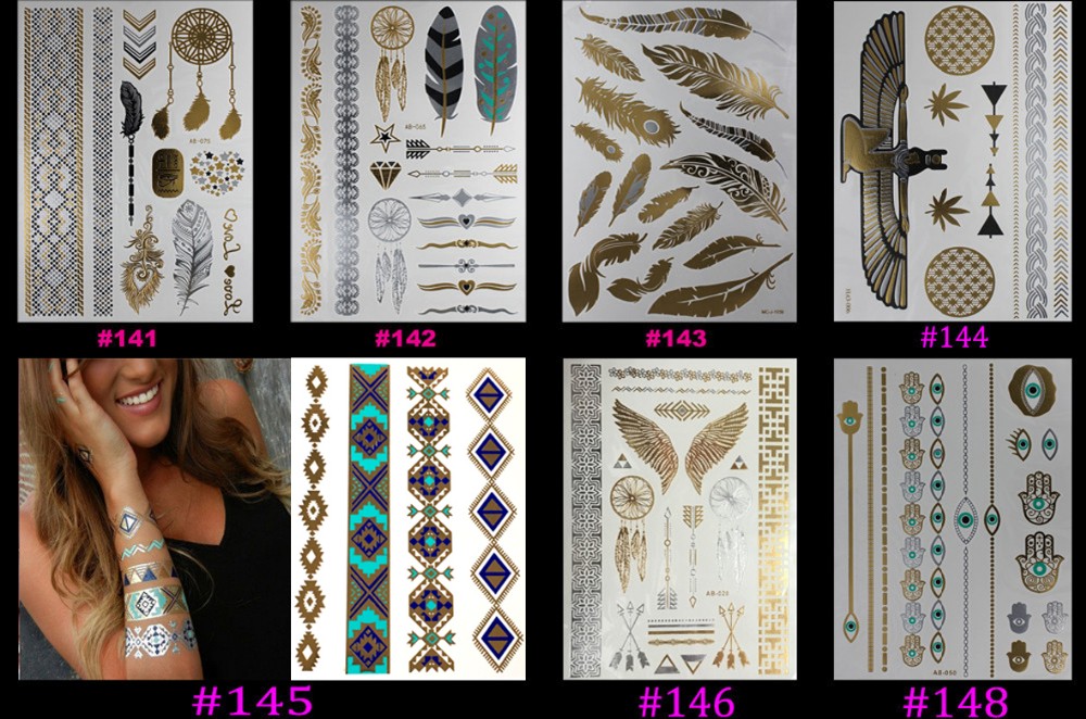 Hot-Temporary-tattoo-Gold-tattoo-Flash-Tattoos-Leaf-Tatoos-Metallic-Sex-Products-jewelry-Henna-Tatou-32409993510