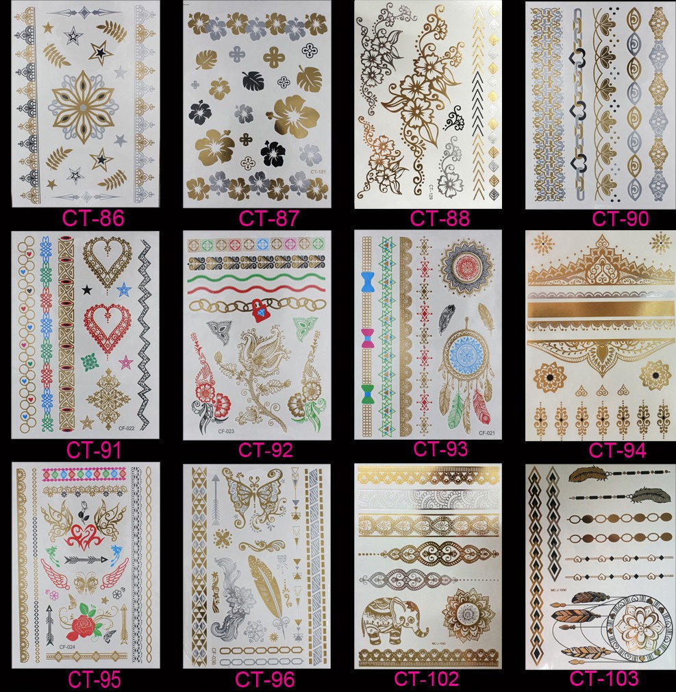 Hot-Temporary-tattoo-Gold-tattoo-Flash-Tattoos-Leaf-Tatoos-Metallic-Sex-Products-jewelry-Henna-Tatou-32409993510