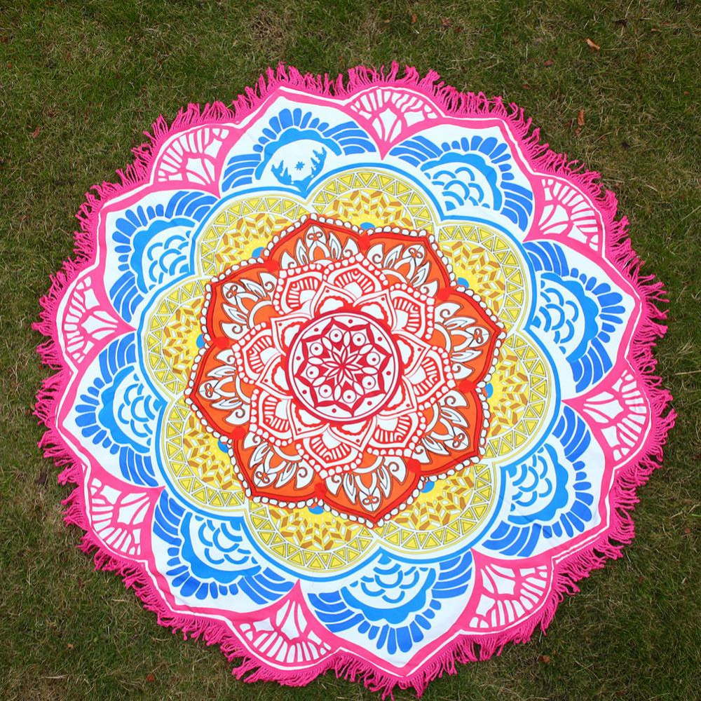 Hot-Women-Chic-Tassel-Indian-Mandala-Tapestry-Lotus-Printed-Bohemian-Beach-Towel-Yoga-Mat-Sunblock-R-32706407225