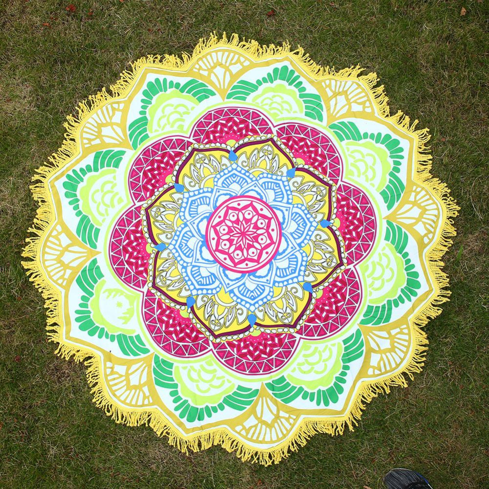 Hot-Women-Chic-Tassel-Indian-Mandala-Tapestry-Lotus-Printed-Bohemian-Beach-Towel-Yoga-Mat-Sunblock-R-32706407225