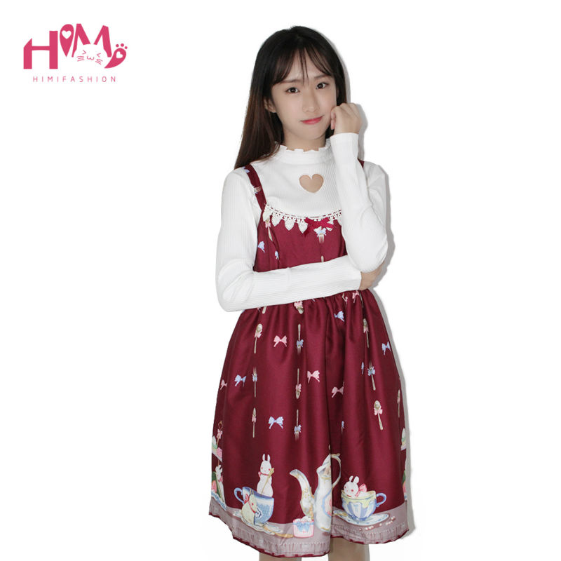 Japanese-Preppy-Style-Sweet-Lolita-Tee-Cup-Women-Dress-Rabbit-Spaghetti-Strap-Cute-Lovely-Red-Dress--32723677804