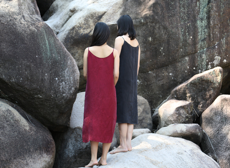 Johnature-17-Summer-Style-Vintage-Sleeveless-Strap-Dress-New-Women-Solid-Color-Silk-Dress-Loose-Bott-32391255724