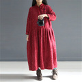 Johnature-Women-Maxi-Dress-Vintage-Robes-2018-Autumn-New-Loose-Cotton-Linen-Stand-Button-2-Colour-Ch-32713859919