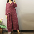 Johnature-Women-Maxi-Dress-Vintage-Robes-2018-Autumn-New-Loose-Cotton-Linen-Stand-Button-2-Colour-Ch-32713859919