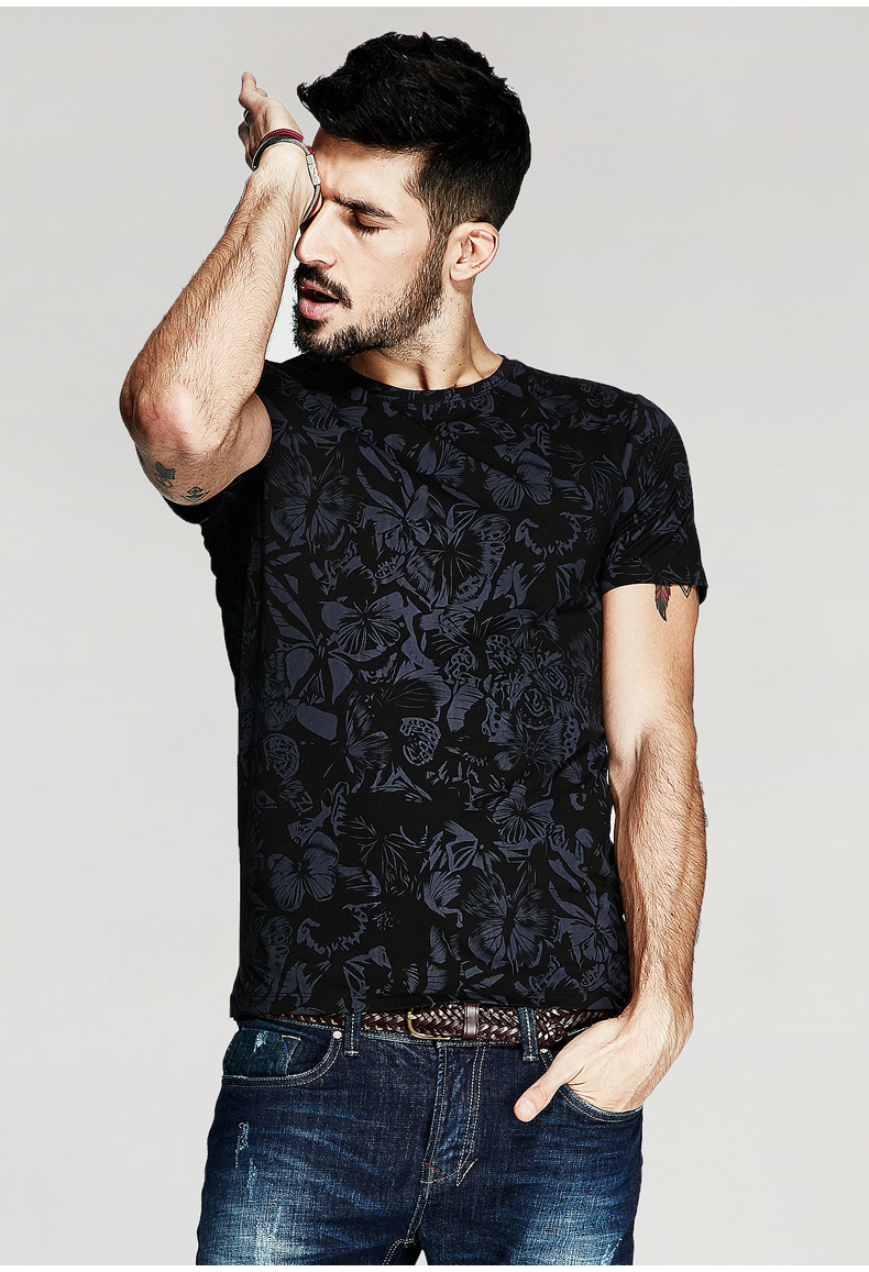 KUEGOU-2017-Summer-Mens-Casual-T-Shirts-Black-Flower-Print-Brand-Clothing-For-Man39s-Short-Sleeve-Sl-32692692457