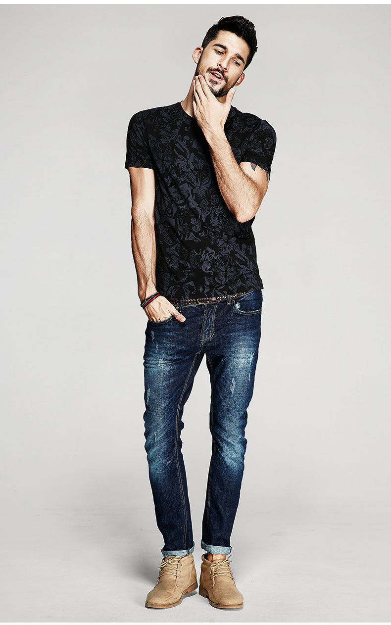 KUEGOU-2017-Summer-Mens-Casual-T-Shirts-Black-Flower-Print-Brand-Clothing-For-Man39s-Short-Sleeve-Sl-32692692457