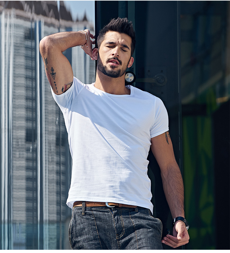 KUEGOU-Summer-Mens-Casual-T-Shirts-10-Solid-Colors-Brand-Clothing-Man39s-Wear-Short-Sleeve-Slim-T-Sh-32676681176