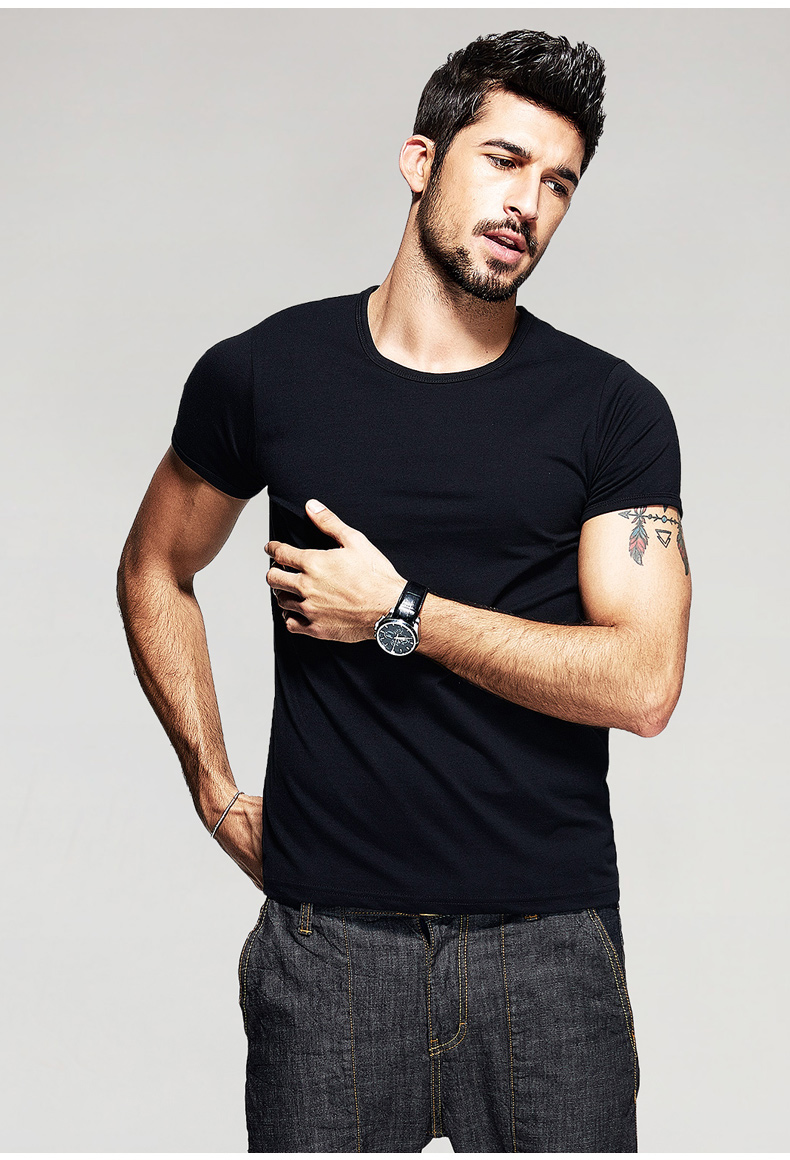 KUEGOU-Summer-Mens-Casual-T-Shirts-10-Solid-Colors-Brand-Clothing-Man39s-Wear-Short-Sleeve-Slim-T-Sh-32676681176