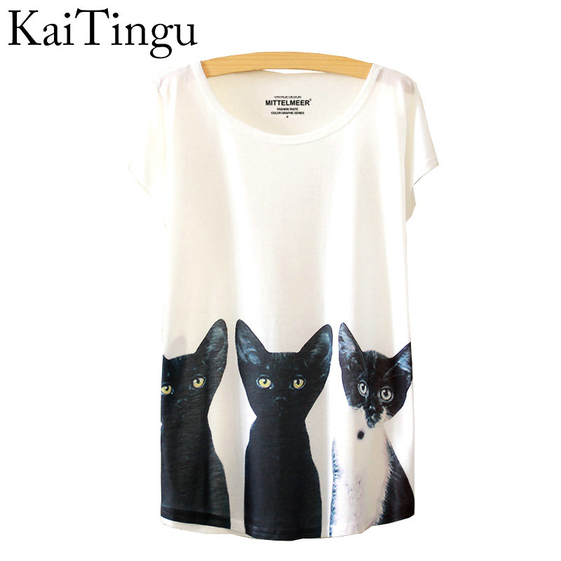 KaiTingu-2016-Brand-New-Fashion-Summer-White-Harajuku-T-Shirt-Women-Tops-Three-Cats-Print-Short-Slee-32622597621