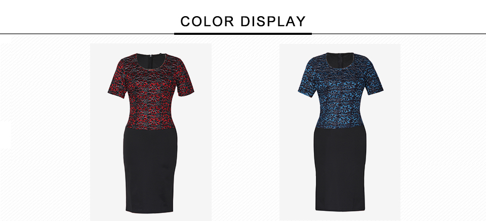 Kenancy-Clearance-Sale-2-Colors-Lace-Delicate-Patchwork-Pencil-Dress-Women-Short-Sleeve-O-Neck-Knee--32752750311
