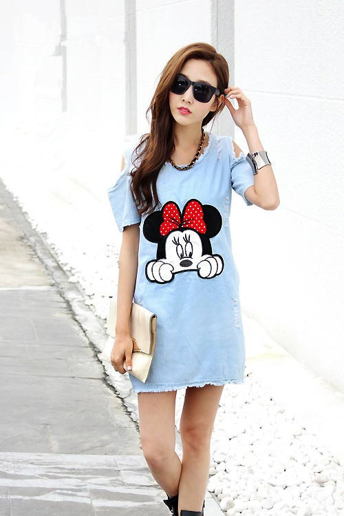 LinsDenim-Denim-Dress-Women-Sequins-Patchwork-Cartoon-Denim-Dress-Free-Size-Hole-Loose-Short-Sleeved-32346677044