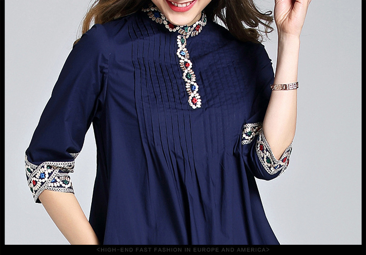 Luxury-High-End-Mini-Dress-Women-Spring-Summer-2017-34-Sleeve-Floral-Embroidery-Pressed-Pleated-Nobl-32797780509