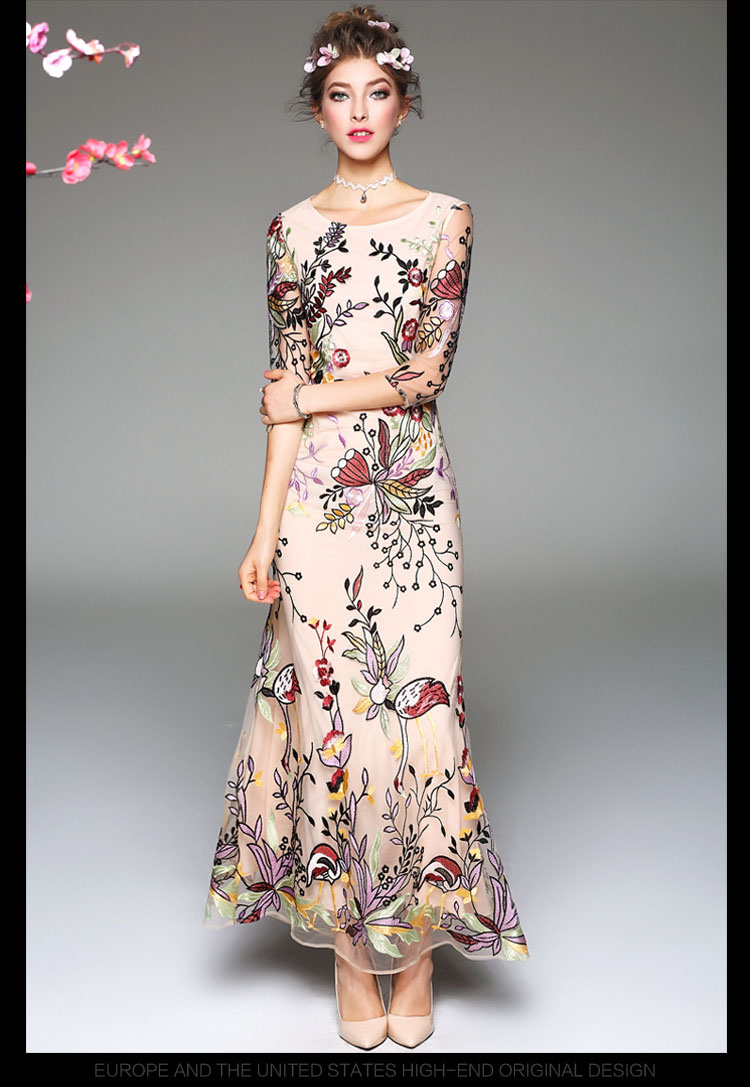 Luxury-New-Arrival-2018-Spring-Summer-Women39s-O-Neck-34-Sleeves-Embroidery-Elegant-Long-Runway-Dres-32790343283