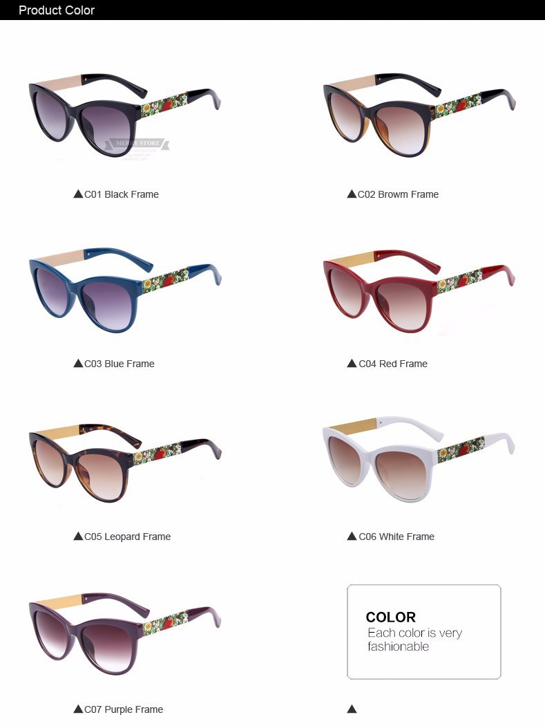 MERRY39S-Women-Fashion-Brand-Designer-Cat-Eye-Sunglasses-Gradient-Lens-Flower-Adornment-Alloy-Legs-S-32316717732