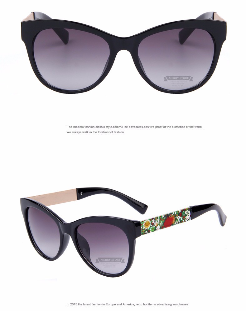 MERRY39S-Women-Fashion-Brand-Designer-Cat-Eye-Sunglasses-Gradient-Lens-Flower-Adornment-Alloy-Legs-S-32316717732