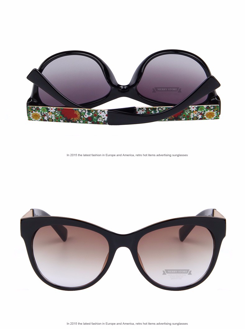 MERRY39S-Women-Fashion-Brand-Designer-Cat-Eye-Sunglasses-Gradient-Lens-Flower-Adornment-Alloy-Legs-S-32316717732