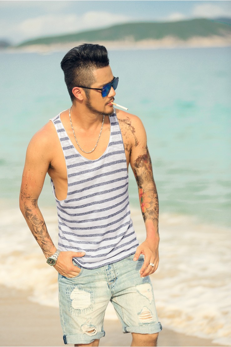 Mens-Undershirt-Tank-Top-Vest-Sleeveless-t-shirt-Top-for-men-Fitness-Summer-Beach-Bamboo-cotton-stri-32683401696