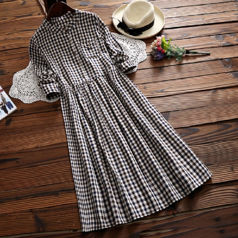 Mori-Girl-Autumn-Spring-Midi-Women-Dress-Sweet-Round-Neck-Plaid-Cotton-Linen-Femme-Robe-Vestidos-Lon-32765871457