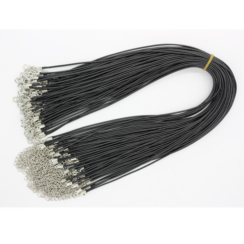 N697-Twisted-Braided-Rope-2mm-Black-PU-Leather-Cord-Chain-Necklace-Silver-Clasp-String-Ropes-Men-Wom-32660833162