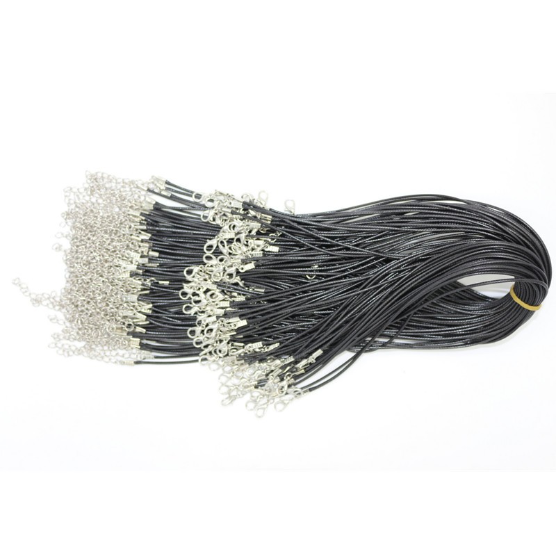 N697-Twisted-Braided-Rope-2mm-Black-PU-Leather-Cord-Chain-Necklace-Silver-Clasp-String-Ropes-Men-Wom-32660833162