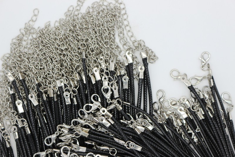 N697-Twisted-Braided-Rope-2mm-Black-PU-Leather-Cord-Chain-Necklace-Silver-Clasp-String-Ropes-Men-Wom-32660833162