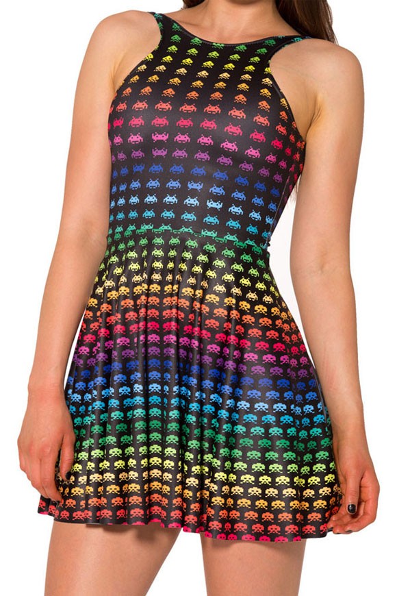 NEW-1099-Sexy-Girl-Women-Summer-classical-FC-PAC-MAN-game-3D-Prints-Reversible-Sleeveless-Skater-Ple-32648623066