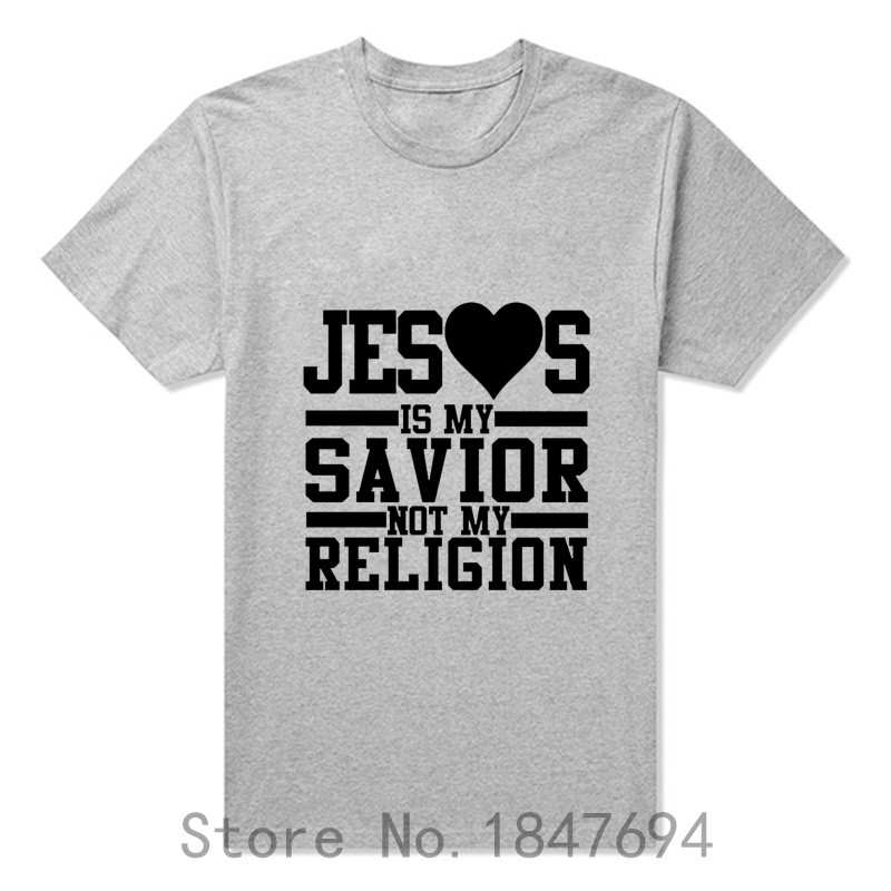 NEw-Fashion-Men39s-T-Shirt-quot-Jesus-Is-My-Savior-Not-My-Religion-quot-Printed-T-Shirt-cotton-100-F-32485674409