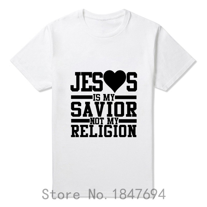 NEw-Fashion-Men39s-T-Shirt-quot-Jesus-Is-My-Savior-Not-My-Religion-quot-Printed-T-Shirt-cotton-100-F-32485674409