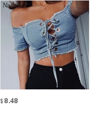 Nadafair-Long-Sleeve-Laced-Up-Criss-Cross-Short-T-Shirt-White-Black-Grey-Khaki-Casual-Women-Crop-Top-32800383704