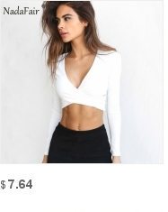 Nadafair-Long-Sleeve-Laced-Up-Criss-Cross-Short-T-Shirt-White-Black-Grey-Khaki-Casual-Women-Crop-Top-32800383704