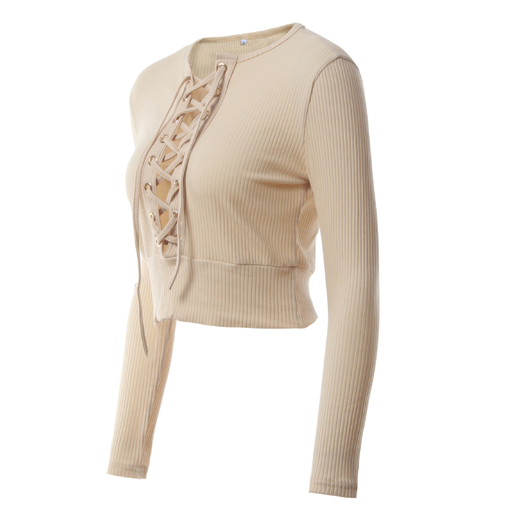 Nadafair-Long-Sleeve-Laced-Up-Criss-Cross-Short-T-Shirt-White-Black-Grey-Khaki-Casual-Women-Crop-Top-32800383704