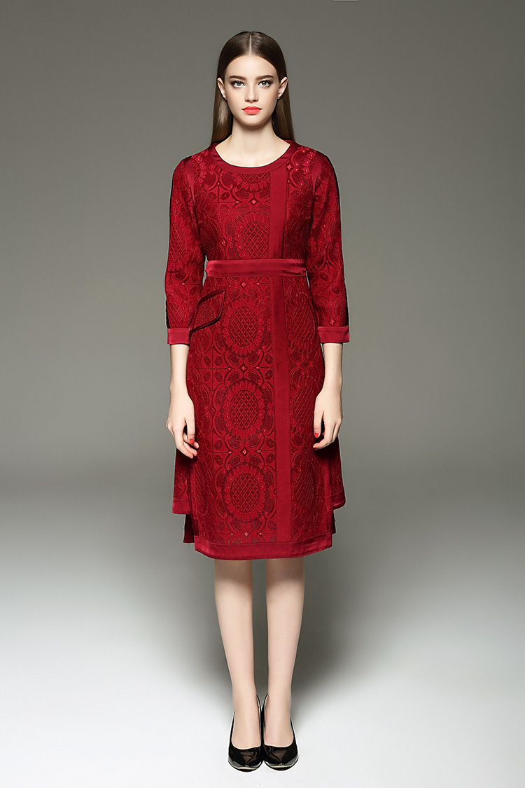 New-2015-autumn-winter-fashion-women-luxury-sexy-black-red-lace-dress-a-line-hollow-out-mesh-elegant-32522589131