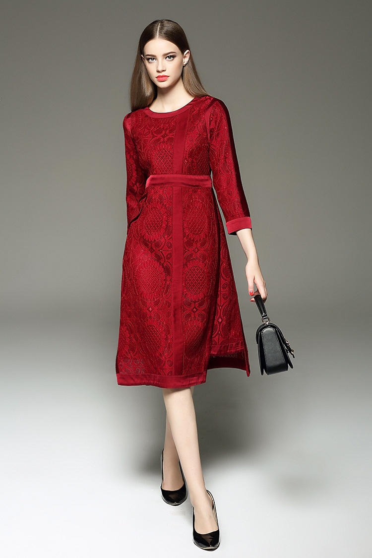 New-2015-autumn-winter-fashion-women-luxury-sexy-black-red-lace-dress-a-line-hollow-out-mesh-elegant-32522589131