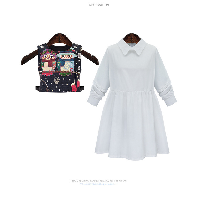 New-2016-Autumn-Winter-Fashion-Women-Two-piece-Dress-Printing-Retro-Jacquard-Slim-Vest-Lapel--Long-s-1698716248