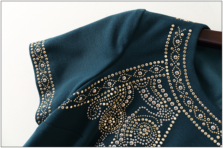 New-2016-autumn-spring-fashion-vintage-patterns-heavy-hot-fix-motifs-elegant-dress-short-sleeve-offi-32762923250