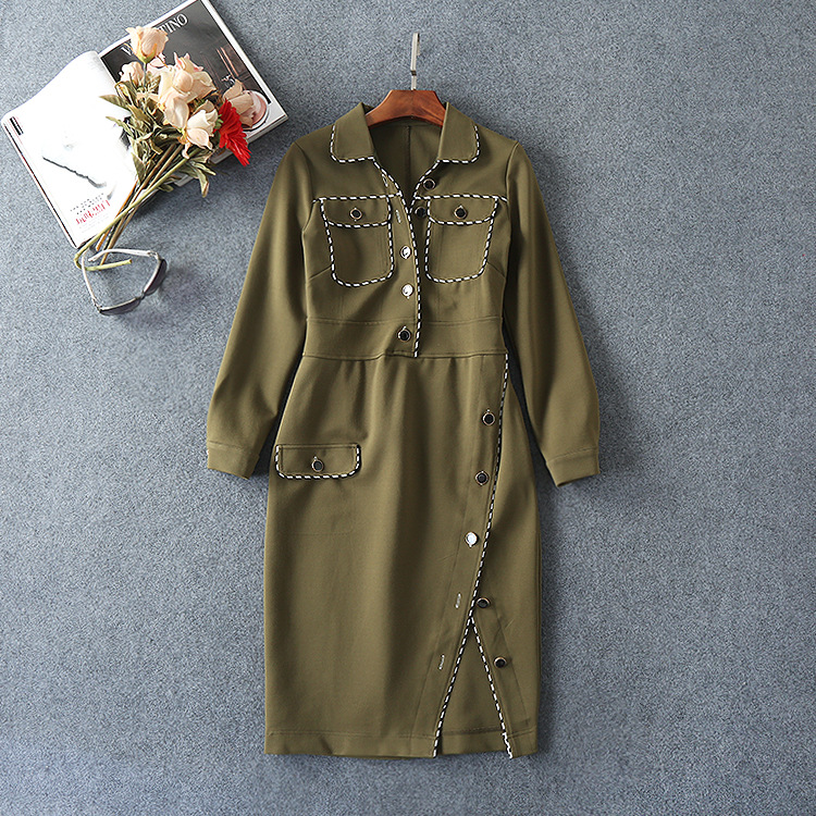 New-2016-autumn-winter-runway-fashion-women-cool-military-style-dress-long-sleeve-side-slit-belt-arm-32759999813