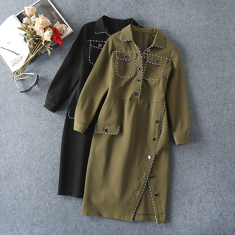 New-2016-autumn-winter-runway-fashion-women-cool-military-style-dress-long-sleeve-side-slit-belt-arm-32759999813