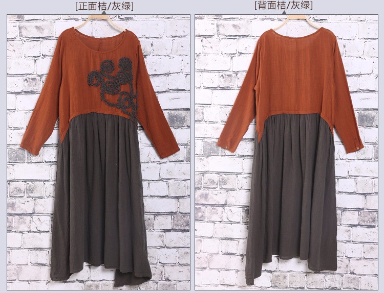 New-2016-spring-Women-cotton-linen-embroidered-long-sleeved-Mori-style-dress-Pactwork-colors-loose-w-32642335523