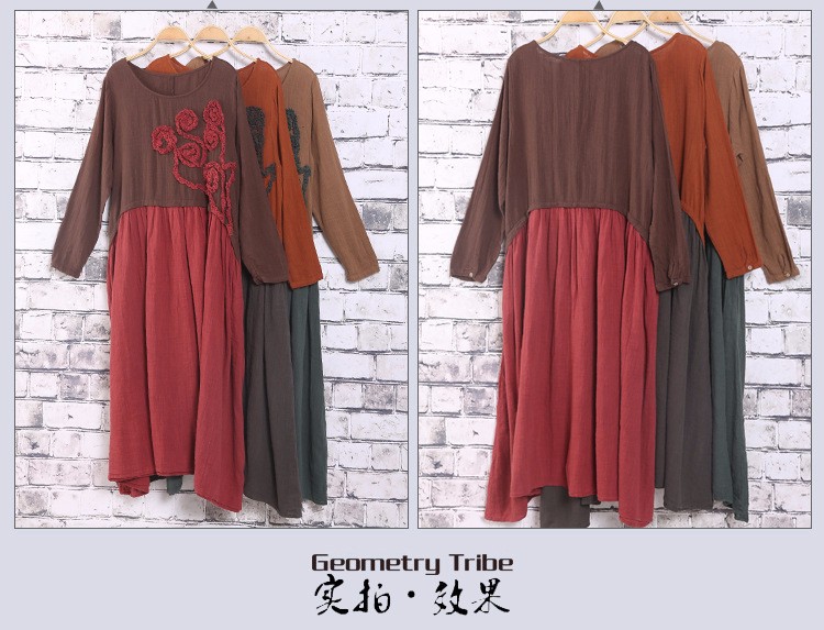 New-2016-spring-Women-cotton-linen-embroidered-long-sleeved-Mori-style-dress-Pactwork-colors-loose-w-32642335523