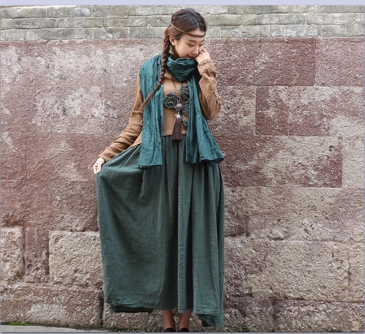 New-2016-spring-Women-cotton-linen-embroidered-long-sleeved-Mori-style-dress-Pactwork-colors-loose-w-32642335523