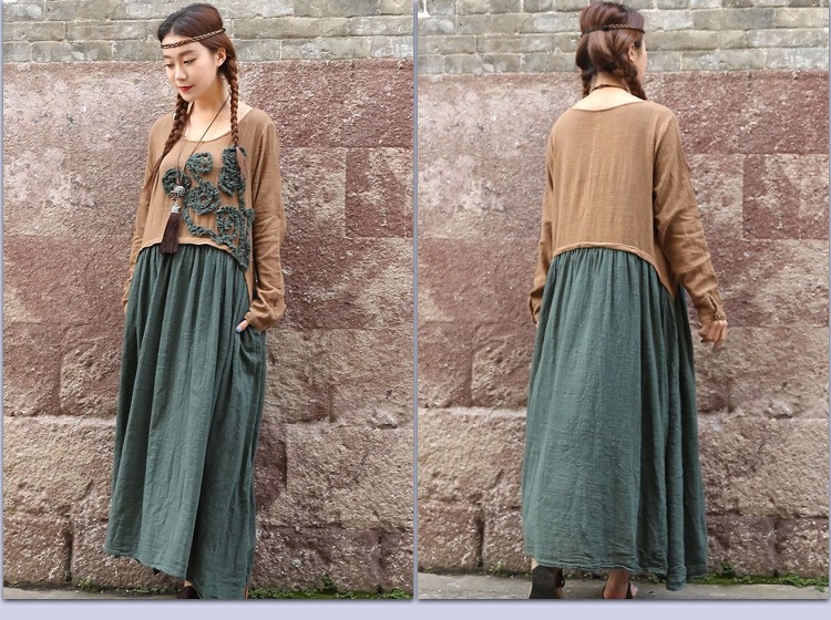 New-2016-spring-Women-cotton-linen-embroidered-long-sleeved-Mori-style-dress-Pactwork-colors-loose-w-32642335523