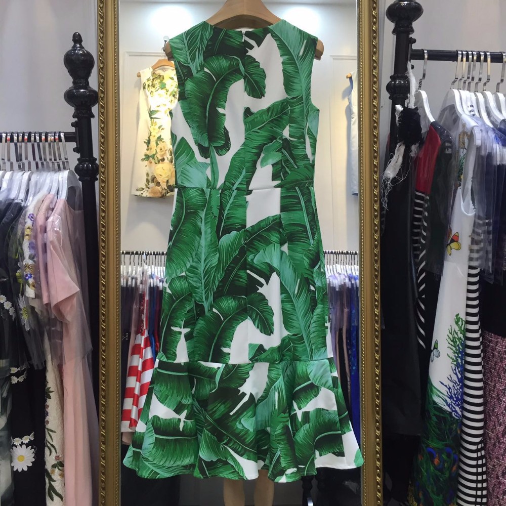 New-2016-spring-summer-fashion-women-elegant-sexy-sheath-mermaid-dress-banana-leaf-print-sleeveless--32675223741