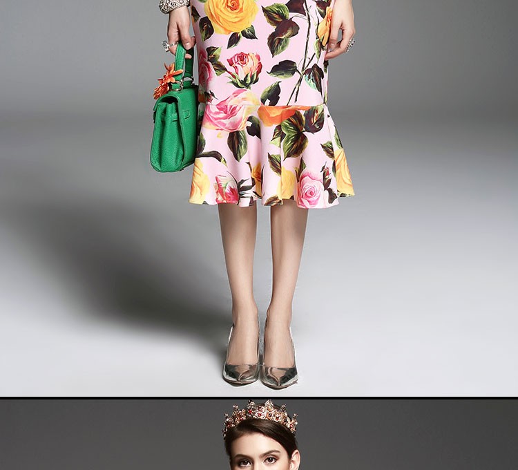 New-2017-Fashion-Runway-Designer-Spring-Summer-Dress-Women39s-Sleeveless-Elegant-Pink-Rose-Floral-Pr-32764576800